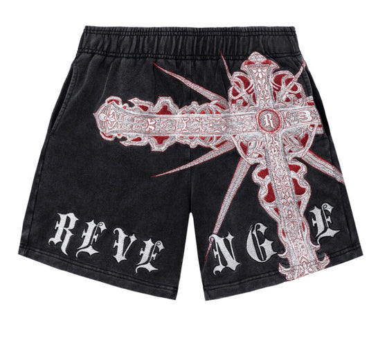 Revenge Spiked Cross Shorts FW23 - Large Black/Red